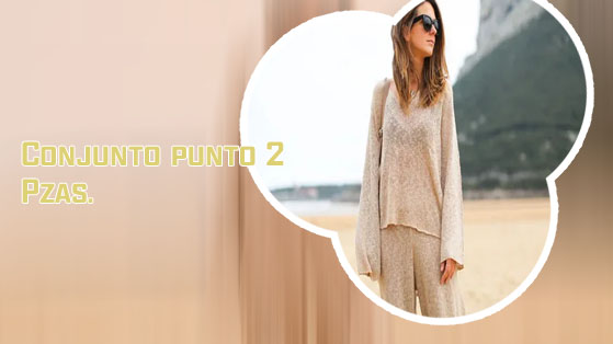 Conjunto jersey y pantalón punto mujer