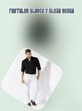 Pantalon blanco camisa negra